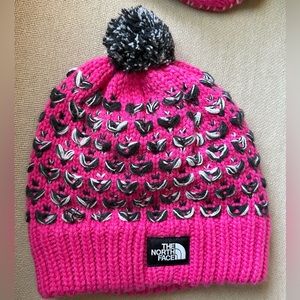 The North Face - Pink Chunky Pom Pom Beanie - One Size